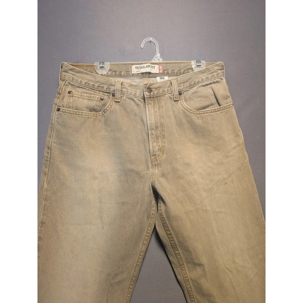 Levi's 505 Mens Jeans 36x32 Tan Denim Regular Fit Straight Leg Grunge Streetwear